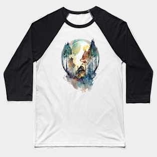 Cozy forest house surrounded with trees 6 Baseball T-Shirt